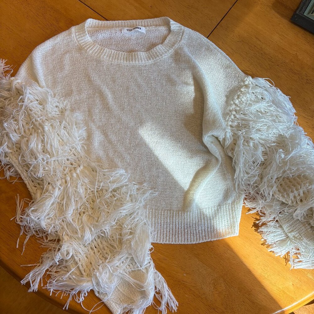 Steve Madden Fringe Sleeve Sweater XS